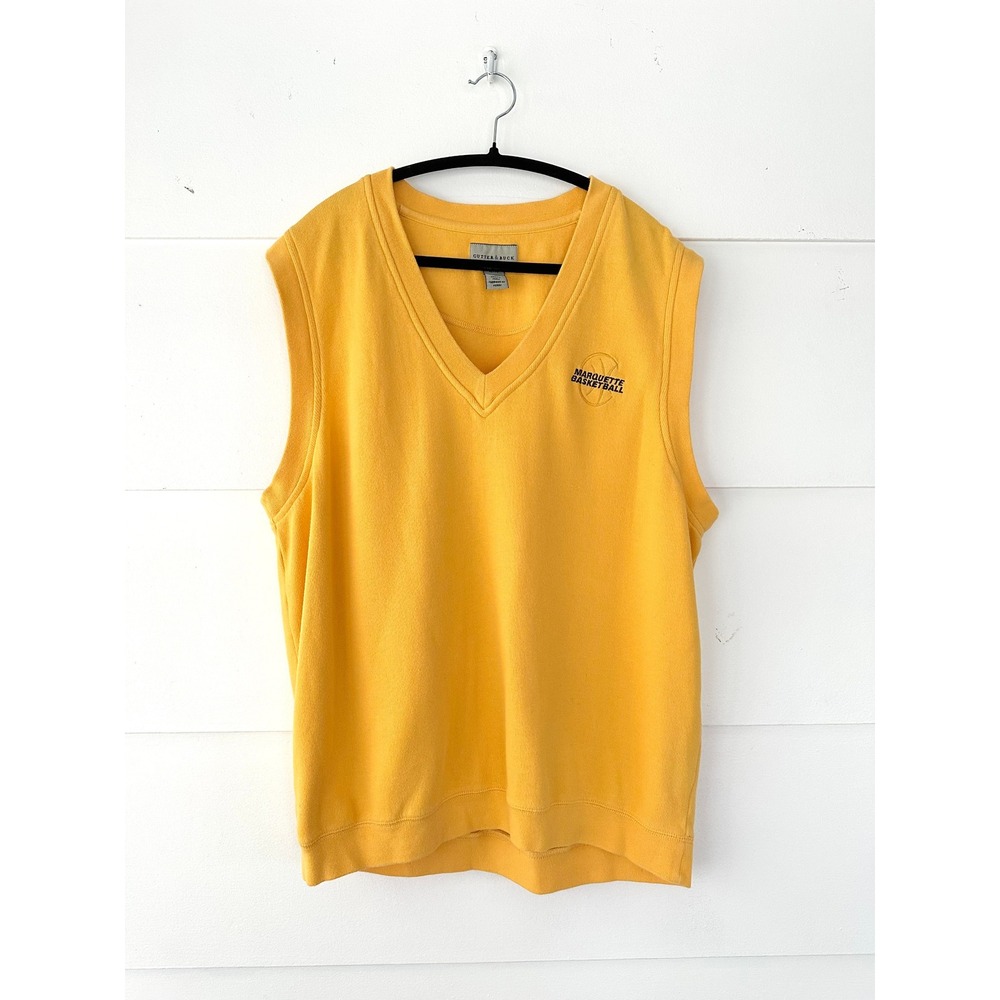Vintage Cutter Buck Marquette Basketball Mens XL yellow knit sweater vest y2k MU